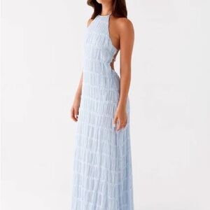 Peppermayo Blue Halter Maxi Gown for Weddings